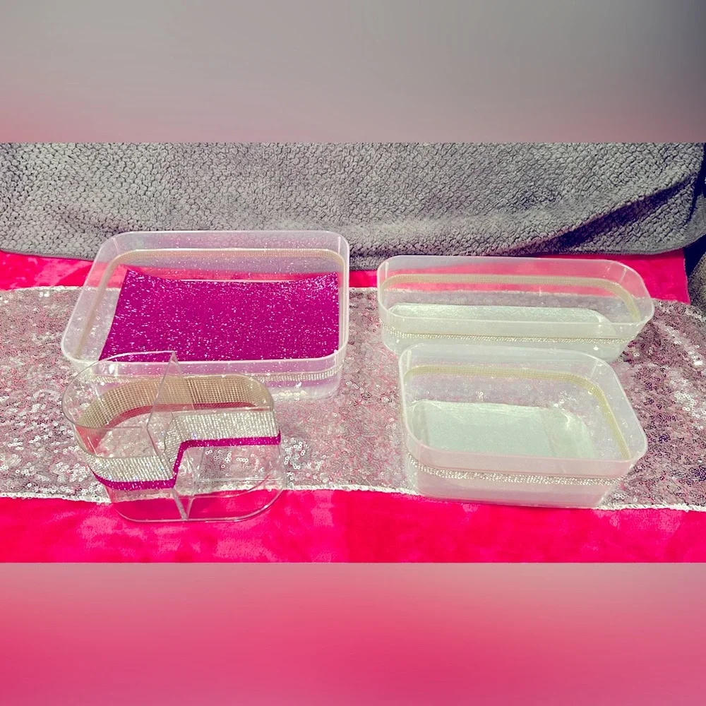 4 Pc Fancy Vanity/Desk Organizers